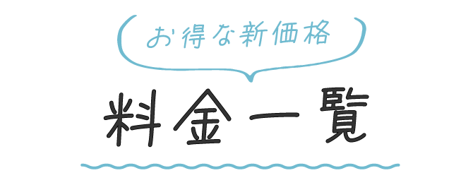 お得な新価格 料金一覧